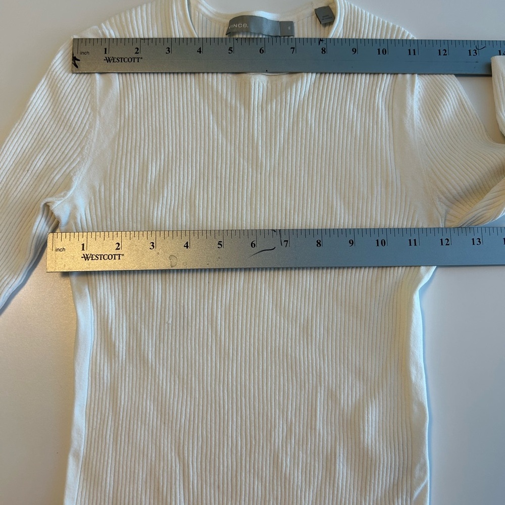Vince Cream Ribbed Knit Top - Picture 7 of 9
